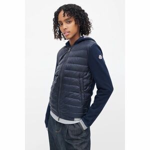 Moncler Maglia Puffer Down Zip Up Hooded Cardigan Jacket Navy Blue